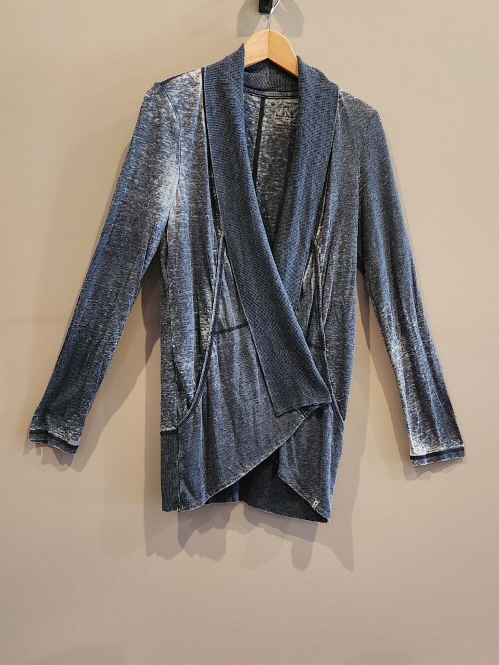 Marc New York Gray Velour Draped Open Front Cardigan Size Small